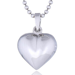 A lovely puffed heart pendant petite plain sterling silver