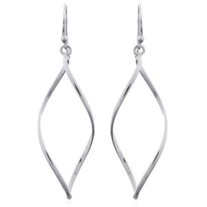 A pair of sterling silver airy twisted wire leaf dangle earring