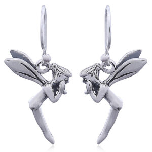 A pair of tinker bell fairy silver earrings in dangling