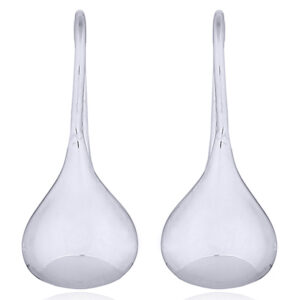 A pair of petite convex classic silver droplets earrings