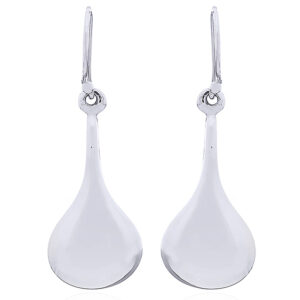 A pair of 925 silver tapered towards hooks droplets earrings