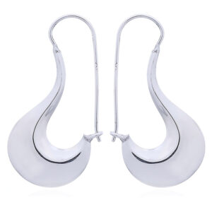 A pair of modern softly curved polished sterling silver hoop earrings