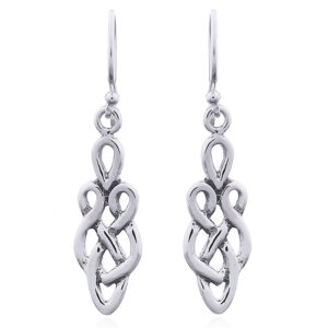 A pair of sterling silver openwork celtic dangle earrings eternity knot