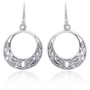 A pair of celtic crescent shaped sterling silver danglers