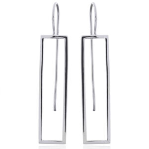 A pair of open rectangle earrings sterling silver drops