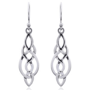 A pair of sterling silver dangle earrings marquise shaped celtic knot