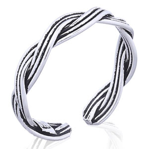 A two strand closed weave braided 925 silver toe ring