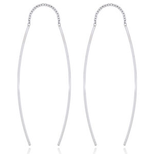 A pair of two sticks on chains sterling silver threader earrings