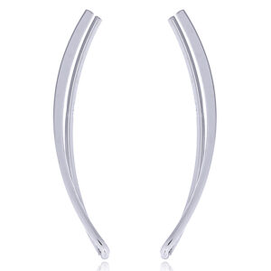 A pair of tiny slim curve line 925 silver earrings