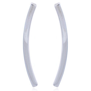 A pair of polished silver square curve ear line earrings