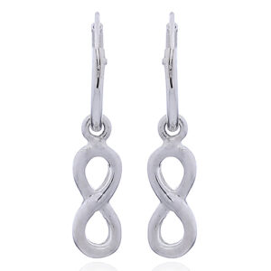 A pair of sterling silver circle hoop earrings with infinity charm