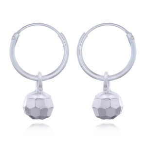 A pair of 925 silver faceted ball hoop earrings