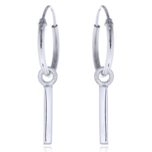 A pair of sterling silver stick hoop earrings
