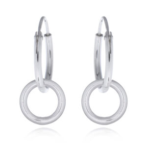 A pair of double circle open mini hoop earrings
