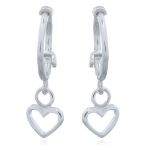 A pair of mini love heart 925 silver huggie hoop earrings