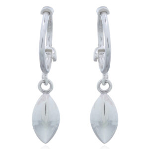 A pair of marquise drop charm 925 silver huggie hoops earrings