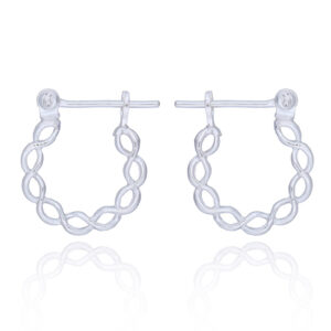 A pair of sterling silver circle twined hoop earrings