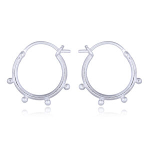 A pair of beaded tiny sterling silver hoop earrings
