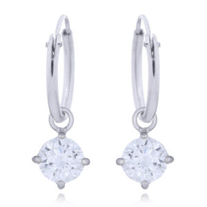 A pair of CZ tiny silver hoop earrings