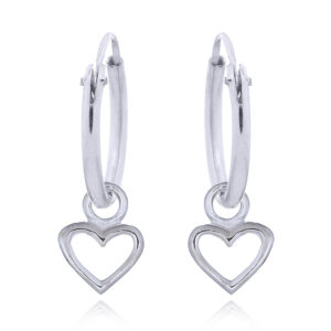 A pair of mini love heart 925 silver hoop earrings
