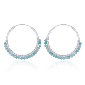 A pair of amazonite sterling silver hoop earrings