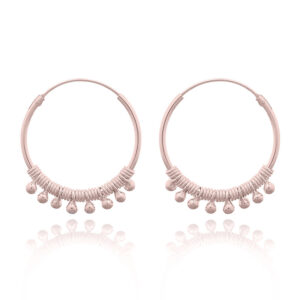 A pair of hippie beaded rose gold plated hoop earrings