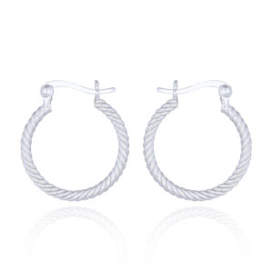 A pair of sterling silver twisted hoop earrings