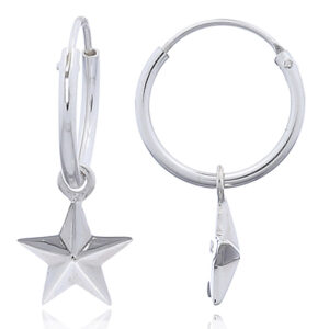 A pair of twinkle star charm mini hoop earrings