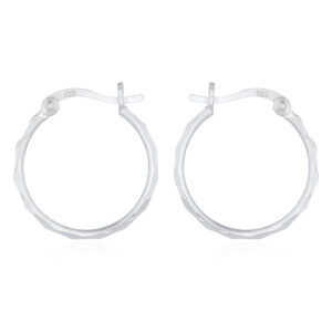 A pair of 20 mm faceted silver wire hoop earrings