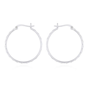 A pair of 30 mm faceted silver wire hoop earrings