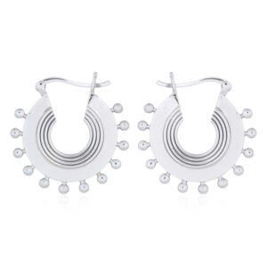 A pair of vintage sphere wheel silver hoop earrings