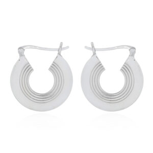 A pair of striped flat circle hoop earrings sterling silver