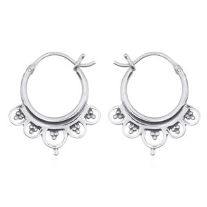 A pair of daisy flower mini tribal hoop earrings