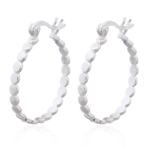 A pair of 925 silver dots linked round hoop earrings