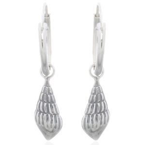 A pair of sterling silver tulip shell hoop earrings
