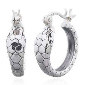 A pair of cobra snake sterling silver hoop earrings