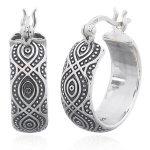 A pair of evil eyes bohemian silver hoop earrings