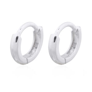 A pair of flat round sterling silver tiny circle hoop earrings