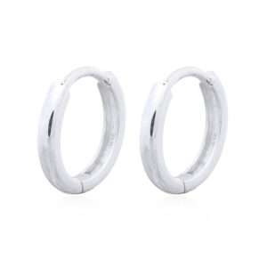 A pair of flat round sterling silver medium small circle hoop earrings