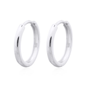 A pair of flat round sterling silver medium large circle hoop earrings