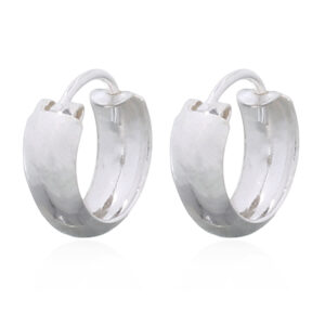 A pair of thin silver rounded band smallest hoop earrings