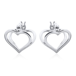 A pair of double sided heart hoop earrings 925 silver