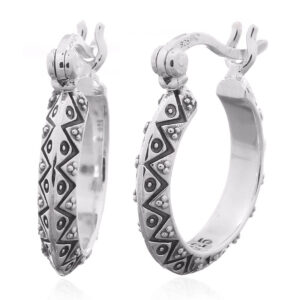 A pair of boho tribal hoop earrings 925 silver