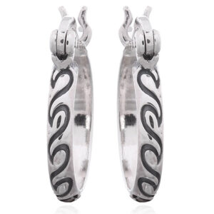 A pair of tribal sea waves hoop 925 silver earrings