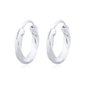 A pair of wire square twisted sterling silver hoop earrings