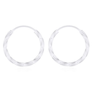 A pair of twisted wire square sterling silver hoop earrings