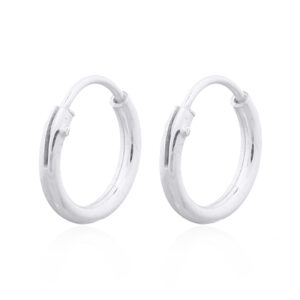 A pair of mini silver wire 925 silver hoop earrings