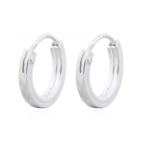 A pair of flat square wire middle concave 925 silver hoop earrings