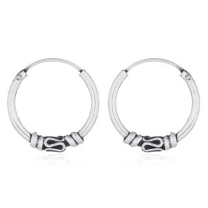 A pair of ethnic bali hoops sixteen mm 925 silver earrings