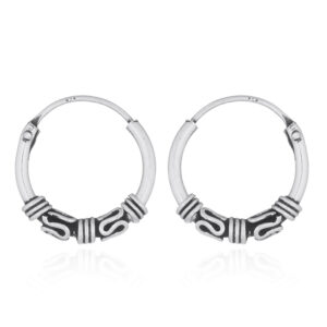 A pair of folklore balinese twelve mm hoop earrings 925 silver